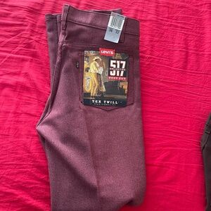 Vintage Levi’s 517 Bootcut Pants Burgundy 36x32 Deadstock 90s Tex Twill NWT